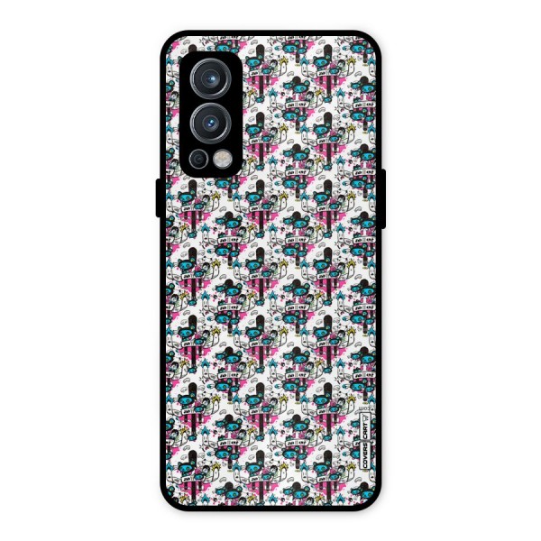 Blue Pink Pattern Metal Back Case for OnePlus Nord 2 5G