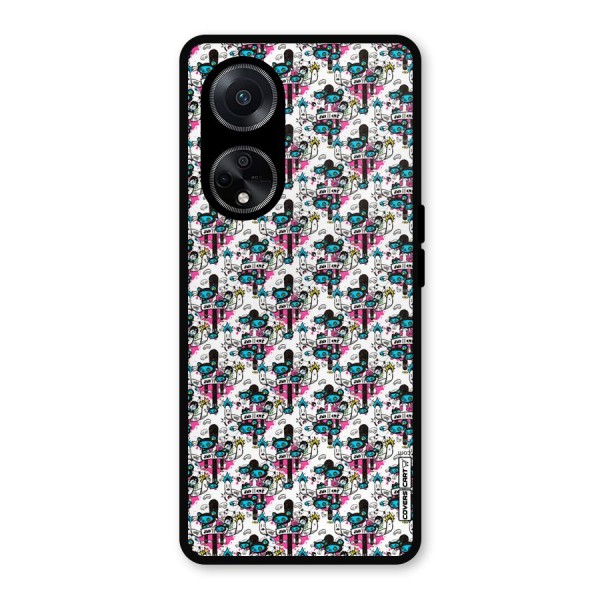 Blue Pink Pattern Metal Back Case for Oppo F23