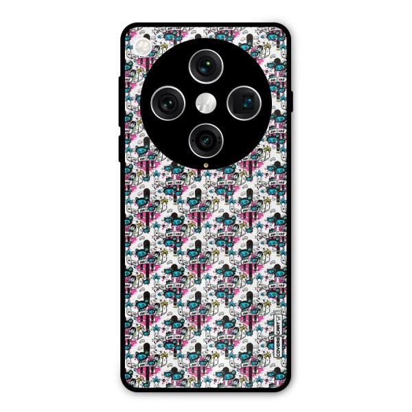 Blue Pink Pattern Metal Back Case for Oppo Find X8 Pro