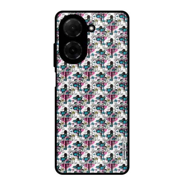 Blue Pink Pattern Metal Back Case for Poco C71