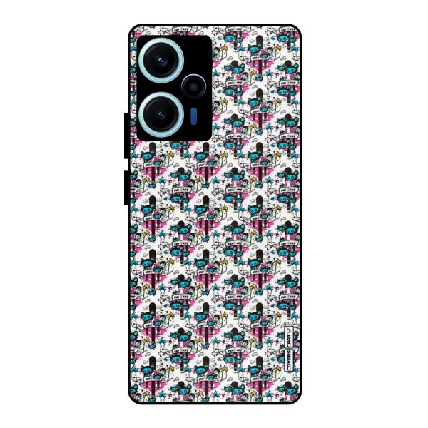 Blue Pink Pattern Metal Back Case for Poco F5
