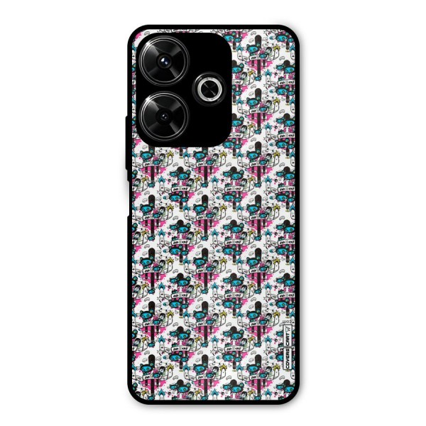 Blue Pink Pattern Metal Back Case for Poco M6 Plus