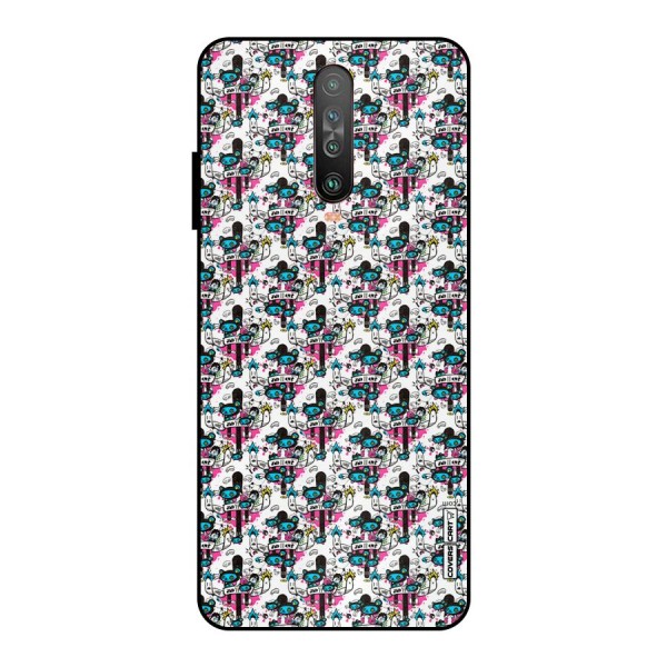 Blue Pink Pattern Metal Back Case for Poco X2