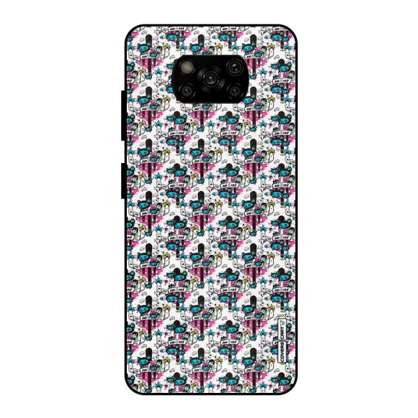 Blue Pink Pattern Metal Back Case for Poco X3