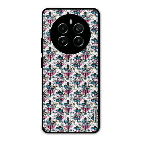 Blue Pink Pattern Metal Back Case for Realme 12 Pro Plus