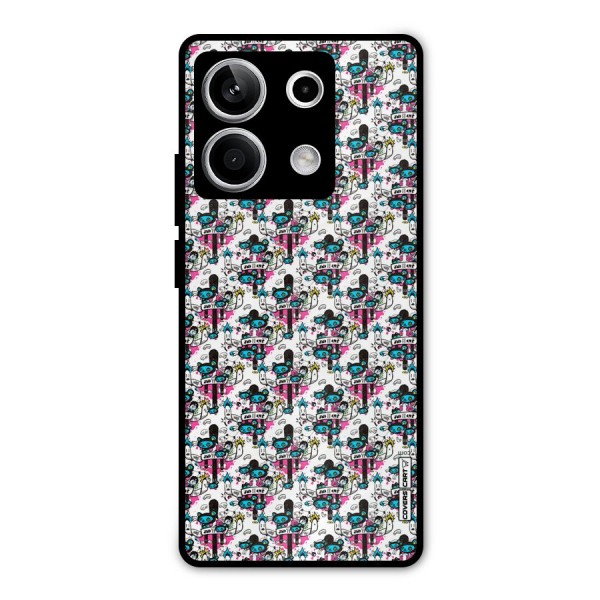Blue Pink Pattern Metal Back Case for Redmi Note 13 5G