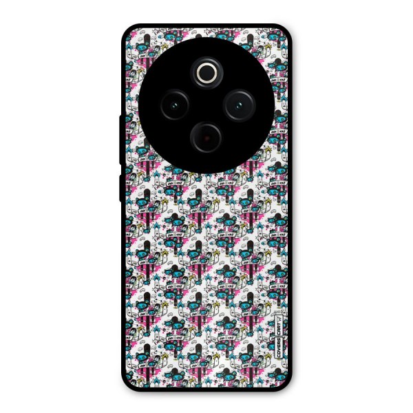 Blue Pink Pattern Metal Back Case for Vivo T4