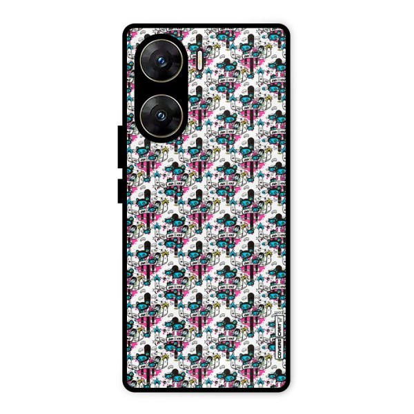 Blue Pink Pattern Metal Back Case for Vivo V29e