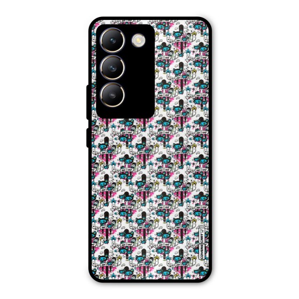 Blue Pink Pattern Metal Back Case for Vivo Y200e