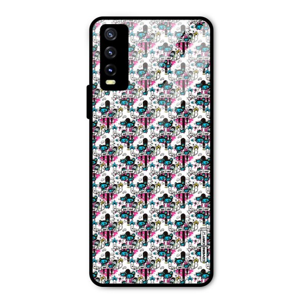 Blue Pink Pattern Metal Back Case for Vivo Y20i