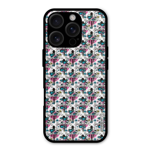 Blue Pink Pattern Metal Back Case for iPhone 16 Pro