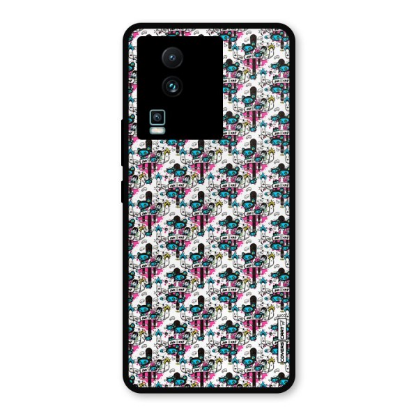 Blue Pink Pattern Metal Back Case for iQOO Neo 7