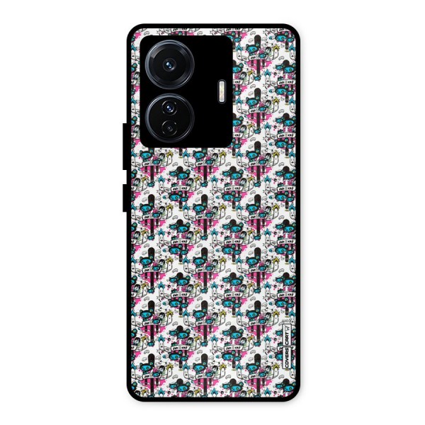 Blue Pink Pattern Metal Back Case for iQOO Z6