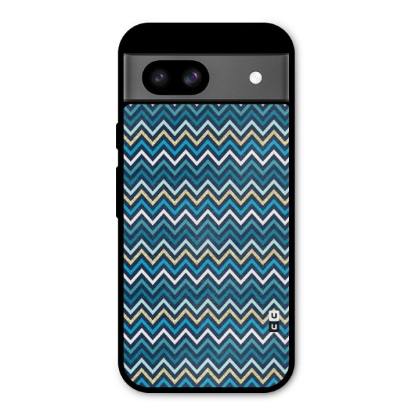 Blue Shades Chevron Pattern Metal Back Case for Google Pixel 8a
