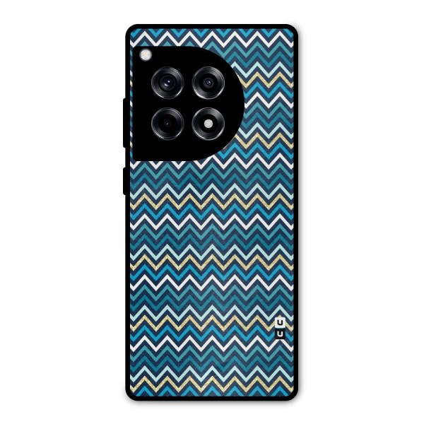 Blue Shades Chevron Pattern Metal Back Case for OnePlus 12R