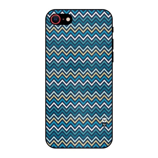 Blue Shades Chevron Pattern Metal Back Case for iPhone SE 2022