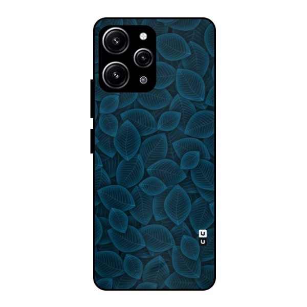 Blue Thin Leaves Glass Back Case for Redmi 12 4G