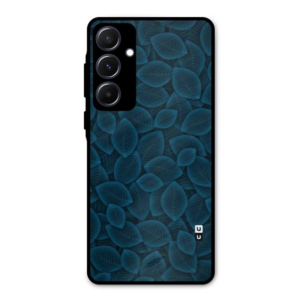 Blue Thin Leaves Metal Back Case for Galaxy A55
