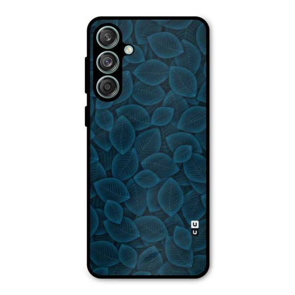 Blue Thin Leaves Metal Back Case for Galaxy M55 5G