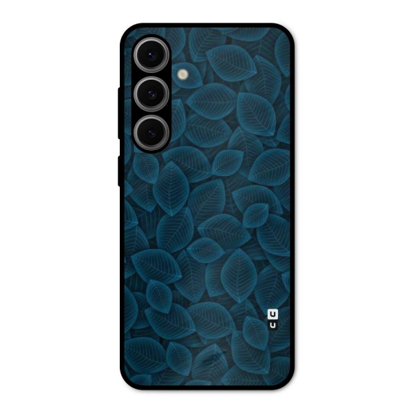 Blue Thin Leaves Metal Back Case for Galaxy S24 FE