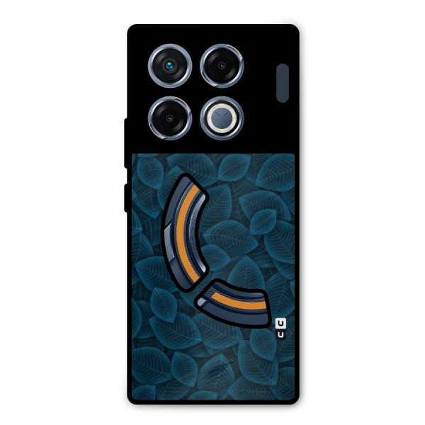 Blue Thin Leaves Metal Back Case for Infinix GT 20 Pro