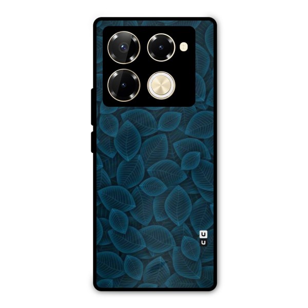 Blue Thin Leaves Metal Back Case for Infinix Note 40 Pro Plus