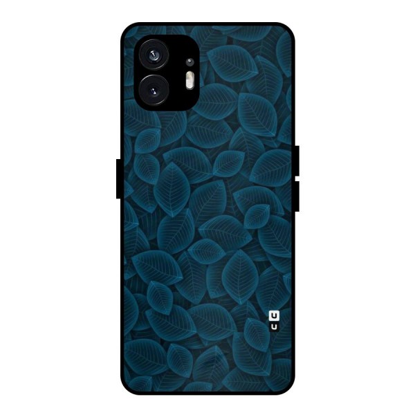 Blue Thin Leaves Metal Back Case for Nothing Phone 2