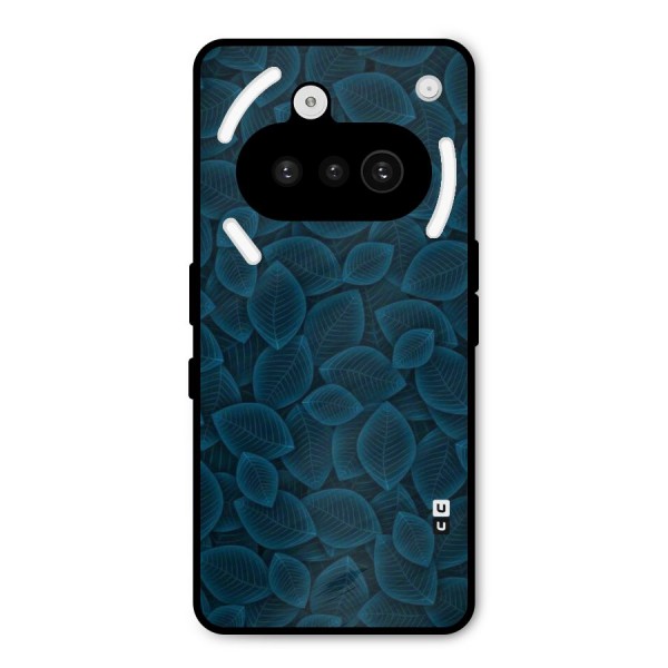 Blue Thin Leaves Metal Back Case for Nothing Phone 3a