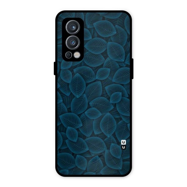 Blue Thin Leaves Metal Back Case for OnePlus Nord 2 5G