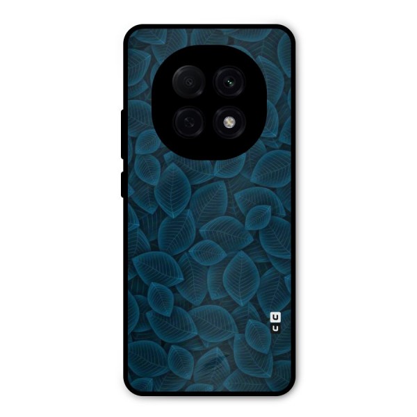 Blue Thin Leaves Metal Back Case for Oppo F29 Pro