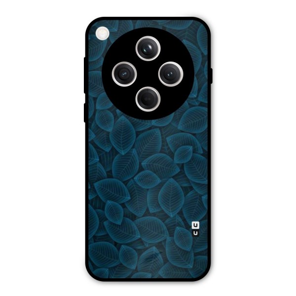 Blue Thin Leaves Metal Back Case for Oppo Find X8