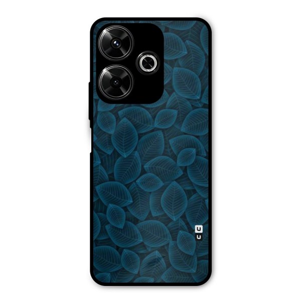 Blue Thin Leaves Metal Back Case for Poco M6 Plus