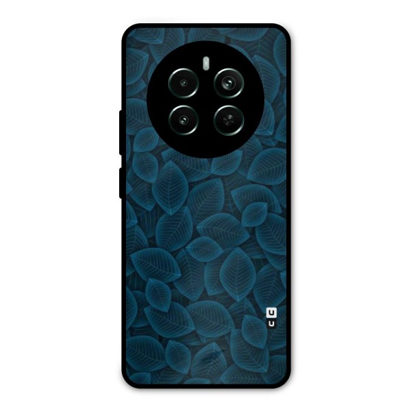 Blue Thin Leaves Metal Back Case for Realme 12 Pro Plus