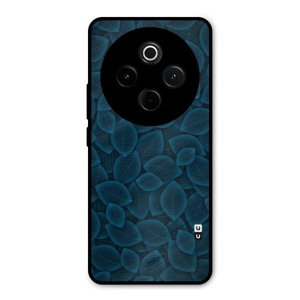 Blue Thin Leaves Metal Back Case for Vivo T4