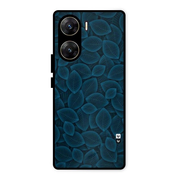 Blue Thin Leaves Metal Back Case for Vivo V29e