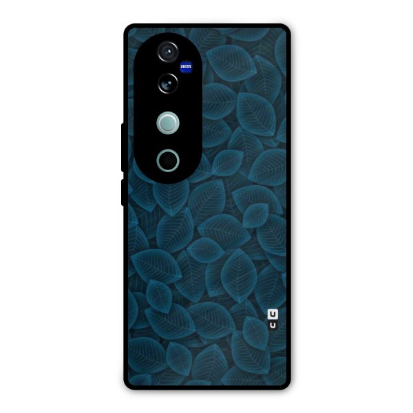 Blue Thin Leaves Metal Back Case for Vivo V40 Pro