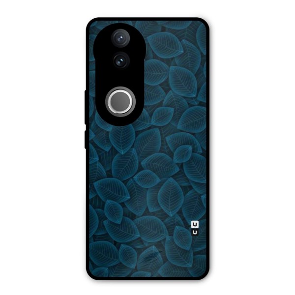 Blue Thin Leaves Metal Back Case for Vivo V50e