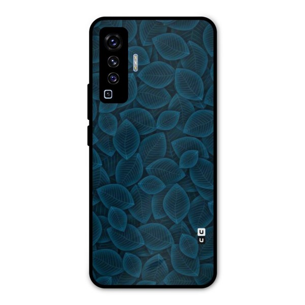 Blue Thin Leaves Metal Back Case for Vivo X50