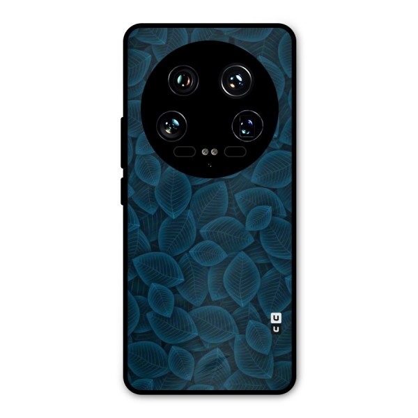 Blue Thin Leaves Metal Back Case for Xiaomi 14 Ultra