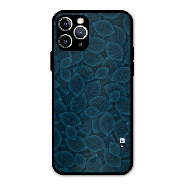 Blue Thin Leaves Metal Back Case for iPhone 11 Pro Max