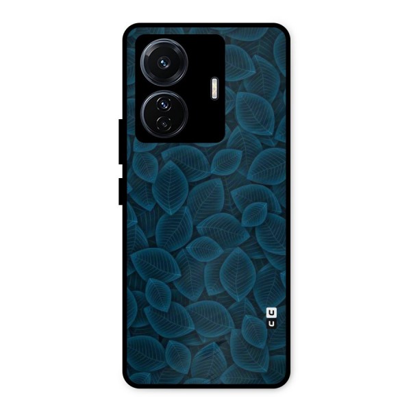 Blue Thin Leaves Metal Back Case for iQOO Z6