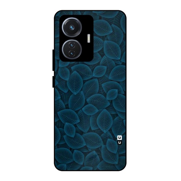 Blue Thin Leaves Metal Back Case for iQOO Z6 44W