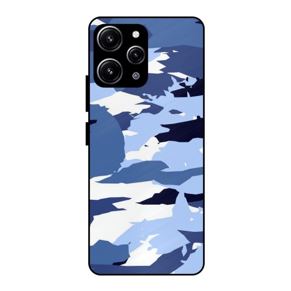 Blue White Canvas Glass Back Case for Redmi 12 4G