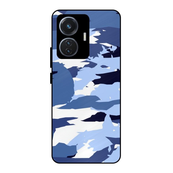Blue White Canvas Metal Back Case for iQOO Z6 44W