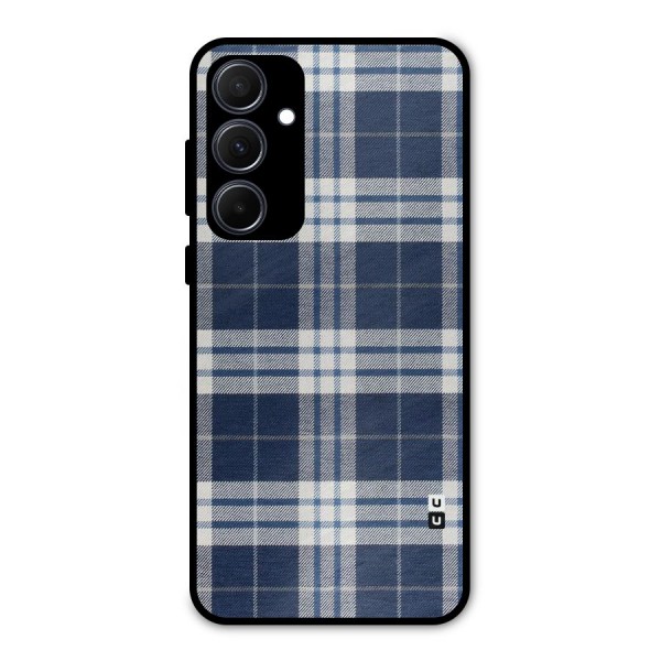 Blue White Check Metal Back Case for Galaxy A35