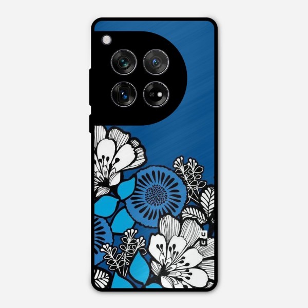Blue White Flowers Metal Back Case for OnePlus 12