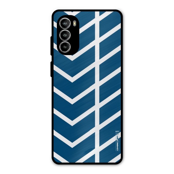 Blue White Pattern Metal Back Case for Moto G52