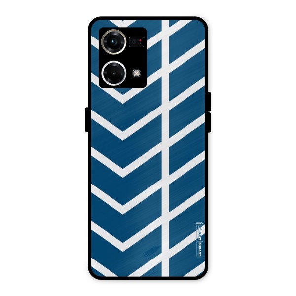 Blue White Pattern Metal Back Case for Oppo F21 Pro 4G
