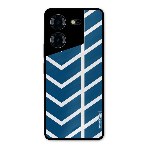 Blue White Pattern Metal Back Case for Tecno Pova 5 Pro 5G