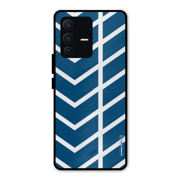 Blue White Pattern Metal Back Case for Vivo V23 Pro